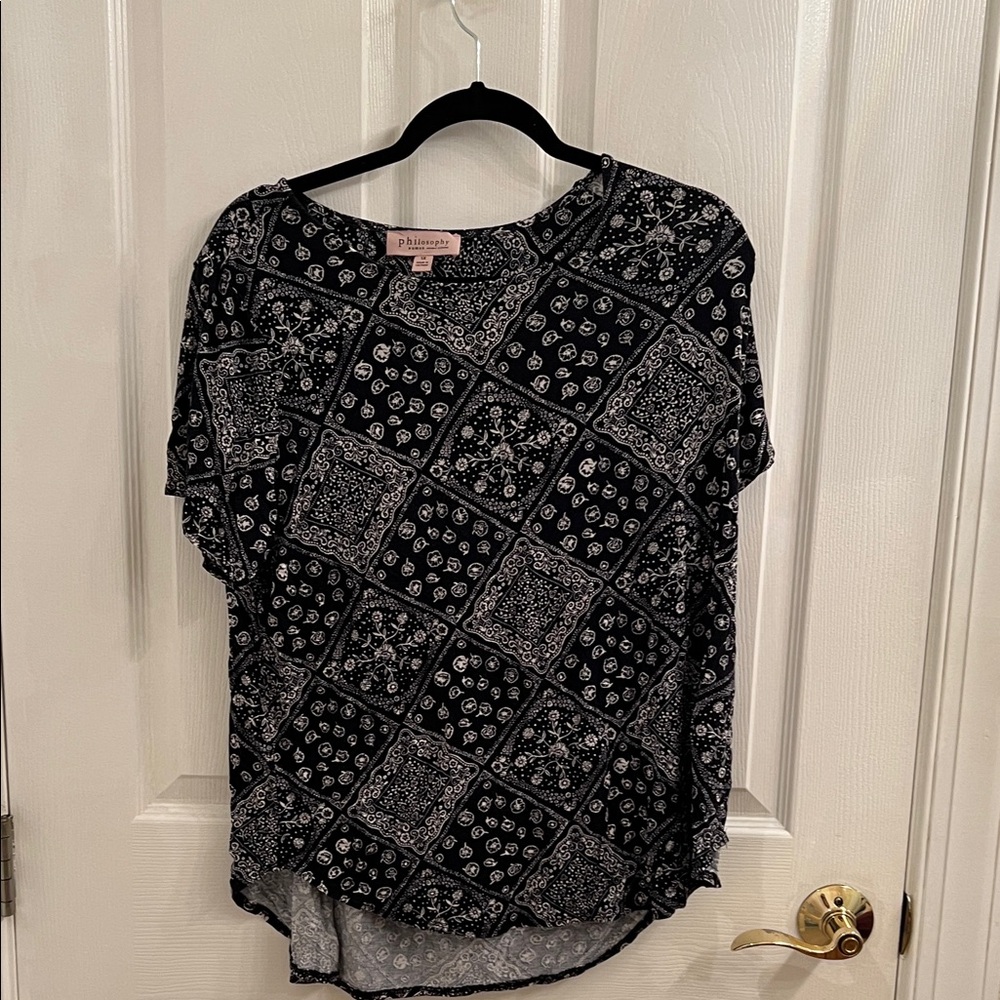 Philosophy Black and White Patterned Blouse
